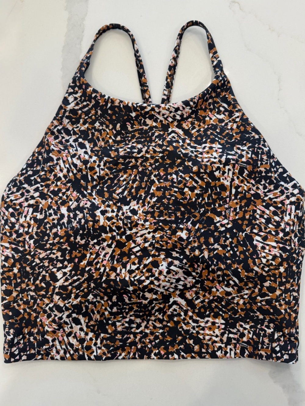 Old Navy Brown and Black Powersoft Padded Sports Bra - Size Medium
